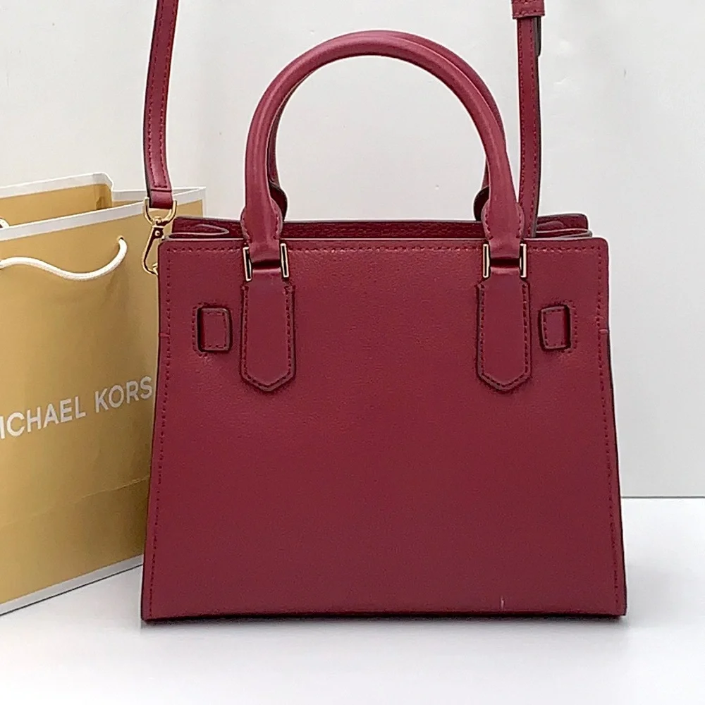 Michael Kors Hamilton Small Satchel Shoulder Crossbody Bag Dark Cherry COLOR - Picture 3 of 16